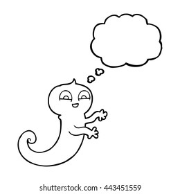freehand drawn thought bubble cartoon ghost