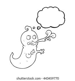 freehand drawn thought bubble cartoon slimy ghost