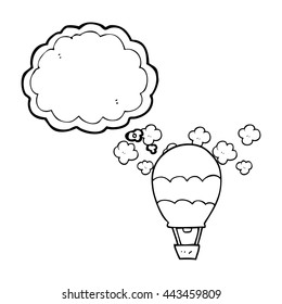 freehand drawn thought bubble cartoon hot air balloon
