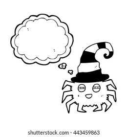 freehand drawn thought bubble cartoon halloween spider
