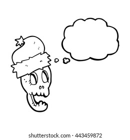 dibujo a mano libre pensamiento burbuja caricatura navidad sombrero en el cráneo