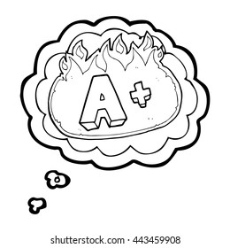 freehand drawn thought bubble cartoon A grade symbol