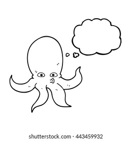 freehand drawn thought bubble cartoon octopus