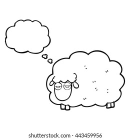 freehand drawn thought bubble cartoon muddy winter sheep