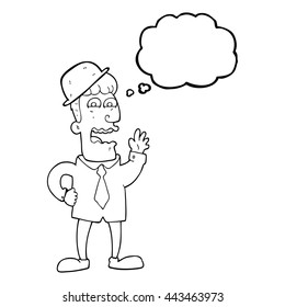freehand drawn thought bubble cartoon businessman