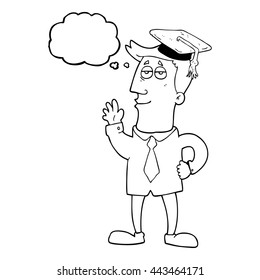 freehand drawn thought bubble cartoon graduate