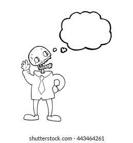 freehand drawn thought bubble cartoon zombie businessman