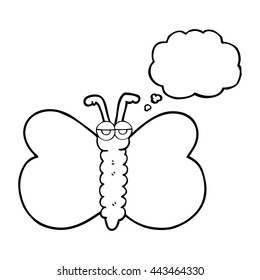 freehand drawn thought bubble cartoon butterfly