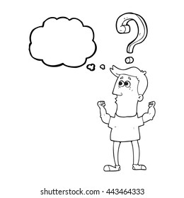 caricatura de burbuja de pensamiento dibujada a mano libre con interrogante