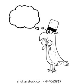 freehand drawn thought bubble cartoon posh parrot