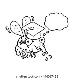 graduado de moscas de dibujos animados dibujados a mano libre