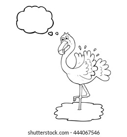 freehand drawn thought bubble cartoon flamingo