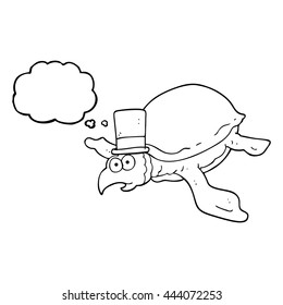 freehand drawn thought bubble cartoon turtle