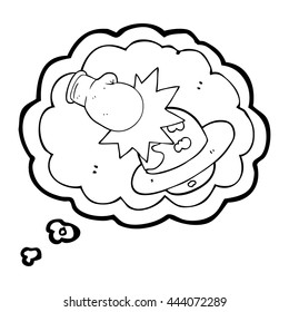 freehand drawn thought bubble cartoon planet taking a punch