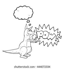 freehand drawn thought bubble cartoon boxing kangaroo