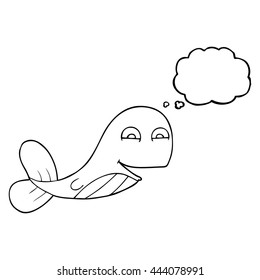 freehand drawn thought bubble cartoon whale