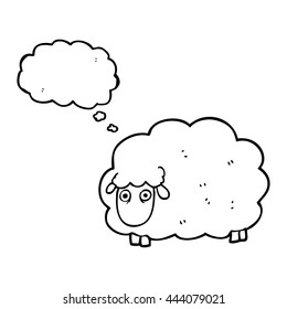 freehand drawn thought bubble cartoon farting sheep
