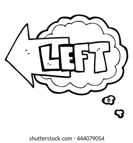 freehand drawn thought bubble cartoon left symbol