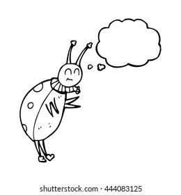 freehand drawn thought bubble cartoon ladybug