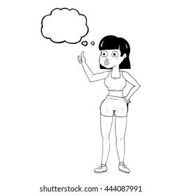 freehand drawn thought bubble cartoon gym woman