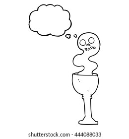 freehand drawn thought bubble cartoon spooky halloween goblet