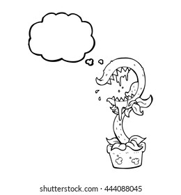 freehand drawn thought bubble cartoon carnivorous plant