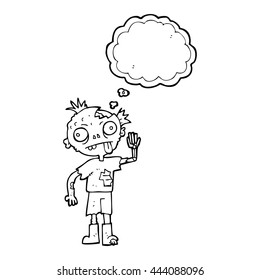 freehand drawn thought bubble cartoon zombie
