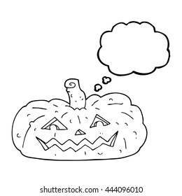 freehand drawn thought bubble cartoon halloween pumpkin