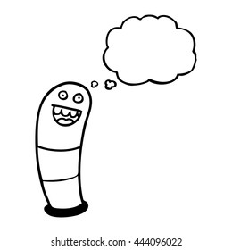 freehand drawn thought bubble cartoon worm