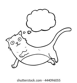 freehand drawn thought bubble cartoon cat