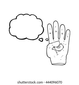 caricatura de burbuja de pensamiento dibujada a mano alzada con el globo ocular