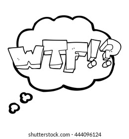 freehand drawn thought bubble cartoon WTF symbol