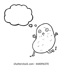 freehand drawn thought bubble cartoon potato running