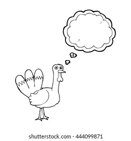 freehand drawn thought bubble cartoon turkey