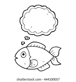 freehand drawn thought bubble cartoon fish