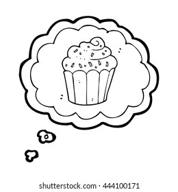 freehand drawn thought bubble cartoon cupcake