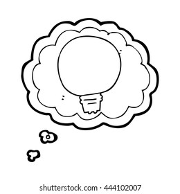 freehand drawn thought bubble cartoon light bulb