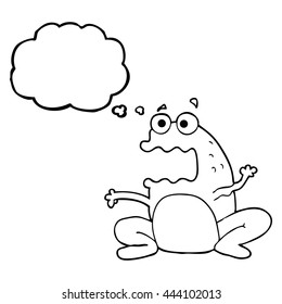 freehand drawn thought bubble cartoon burping frog