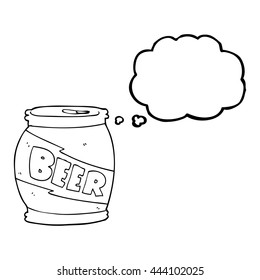 freehand drawn thought bubble cartoon beer can