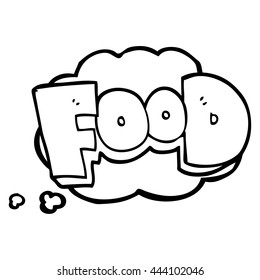 caricatura de burbuja de pensamiento dibujada a mano libre comida de palabra
