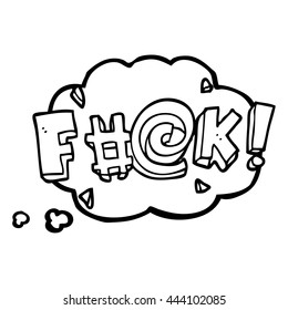 freehand drawn thought bubble cartoon swearword