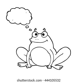 freehand drawn thought bubble cartoon happy frog