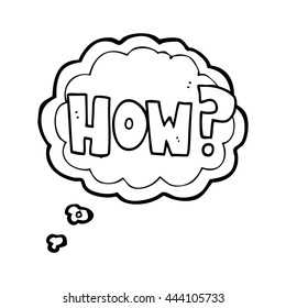 freehand drawn thought bubble cartoon how? sign