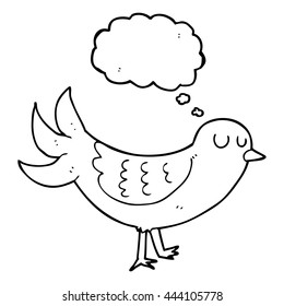 freehand drawn thought bubble cartoon bird