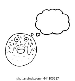 freehand drawn thought bubble cartoon doughnut