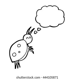 freehand drawn thought bubble cartoon ladybug