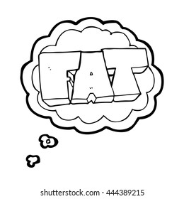 freehand drawn thought bubble cartoon FAT symbol