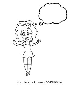 dibujo a mano libre pensamiento burbuja caricatura vampiro chica