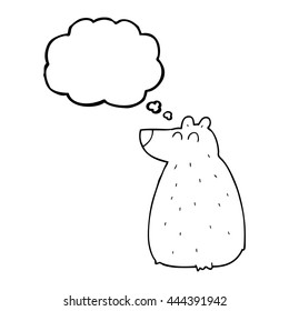 freehand drawn thought bubble cartoon bear