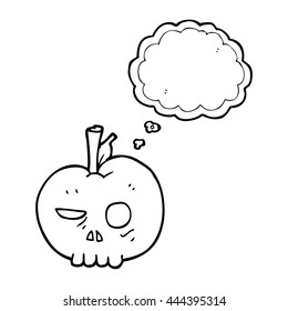 Apfel mit freehand gezeichneter Gedankenblase